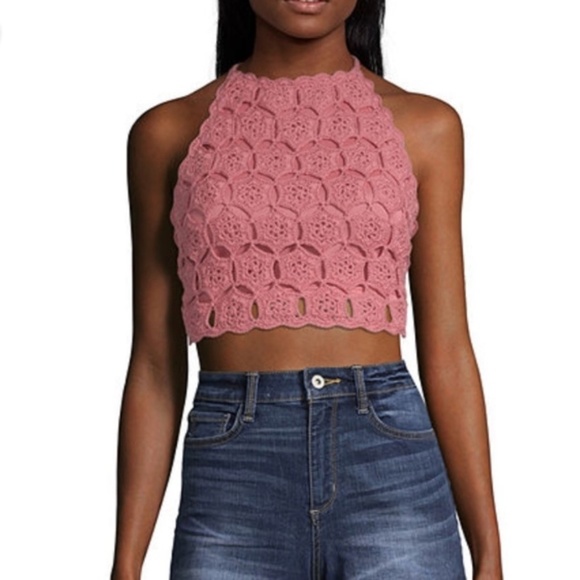 New Crochet Lace Halter Neck Tank Top Crop Top - Picture 1 of 9